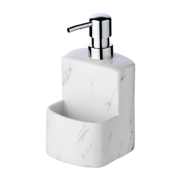 Dozator din ceramică pentru detergent vase Wenko Festival Marble, 380 ml, alb-image-3