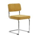 Scaun de dining galben din catifea reiată Rupert – Unique Furniture