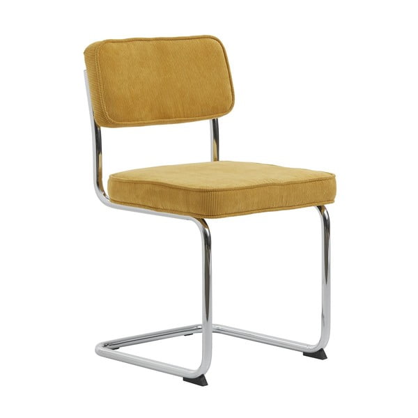 Scaun de dining galben din catifea reiată Rupert – Unique Furniture-image-2
