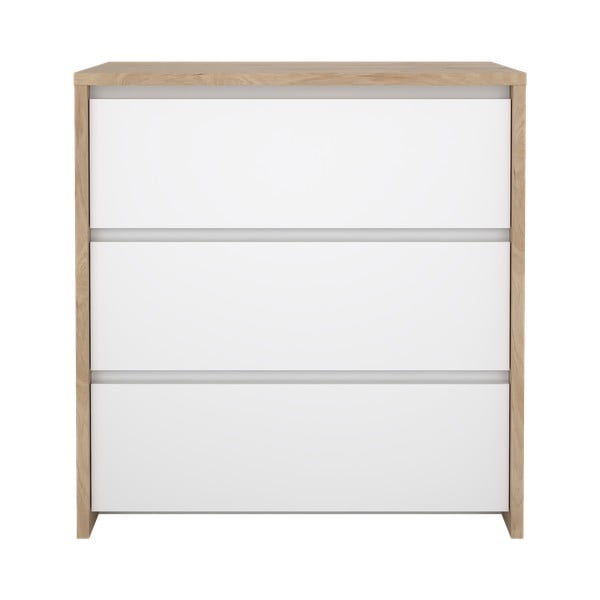 Comodă albă-în culoare naturală cu aspect de lemn de stejar 80x84x48 cm Next – Tvilum