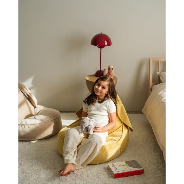 Fotoliu puf pentru copii galben cu tapițerie din catifea Bunny – Wigiwama-image-1
