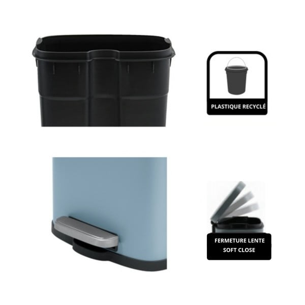 Coș de gunoi albastru deschis cu pedală din oțel 5 l   Akira – Spirella-image-4