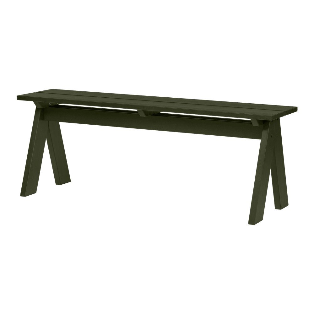 Bancă de grădină verde din lemn masiv Navo – noo.ma