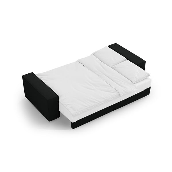 Canapea neagră extensibilă cu tapițerie din țesătură bouclé 247 cm Jodie – Micadoni Home-image-4