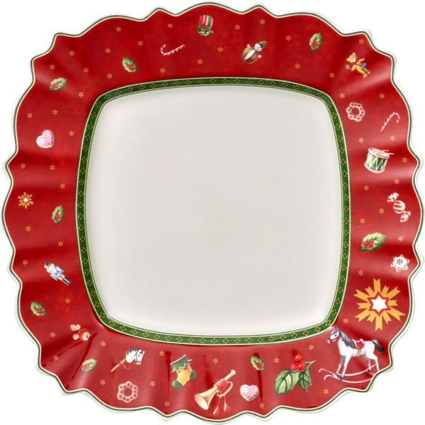 Farfurie de porțelan roșu cu motiv de Crăciun Villeroy & Boch, 28 x 28 cm
