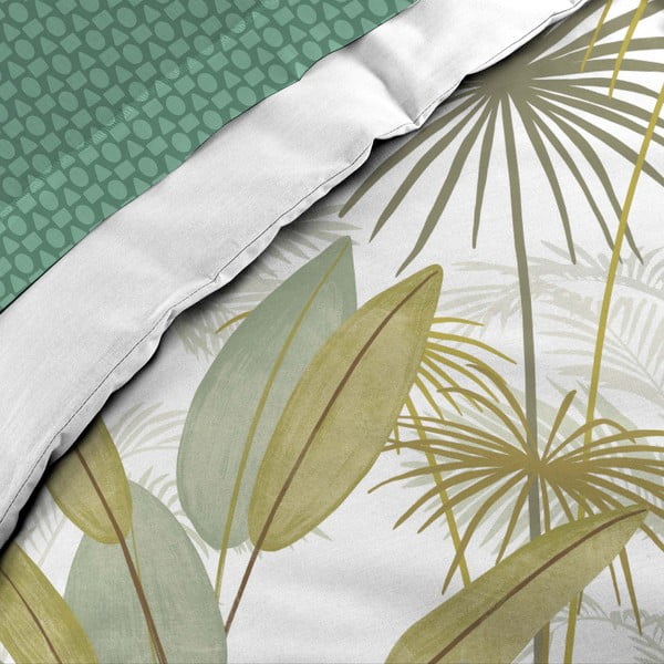 Lenjerie de pat albă-verde din bumbac pentru pat dublu, extinsă cu cearceaf inclus, cu 6 piese 240x220 cm Otika – douceur d'intérieur-image-2