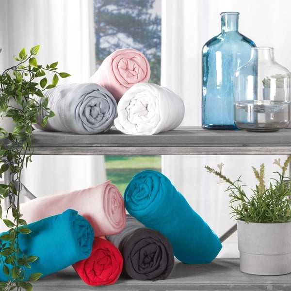 Cearceaf alb din jerseu cu elastic 160x200 cm Jersy – douceur d'intérieur-image-1