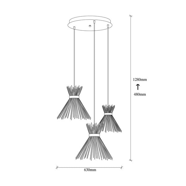 Lustră neagră cu abajur din metal ø 63 cm Kirpi – Opviq lights-image-3