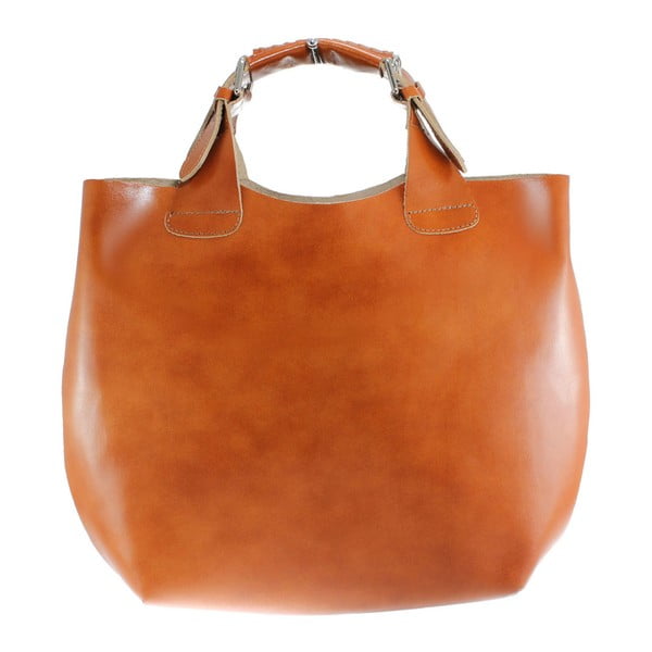 Geantă din piele Chicca Borse Sofia, caramel-image-1
