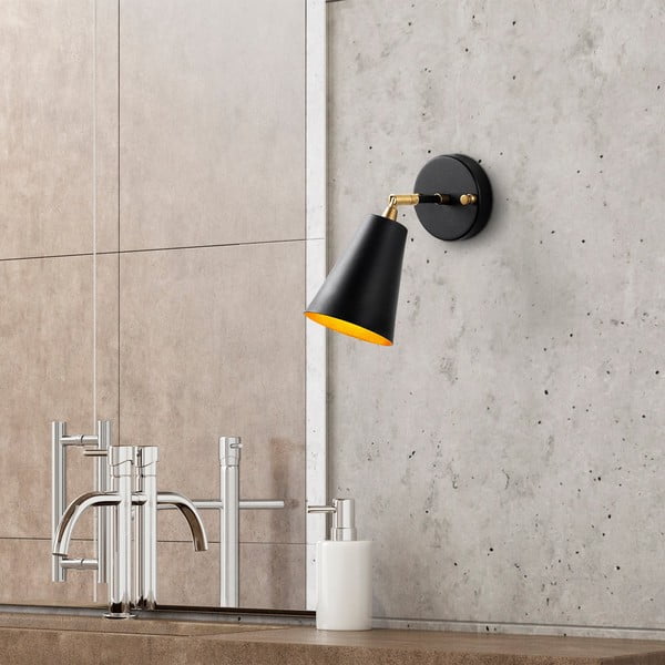 Aplică de perete neagră/aurie ø 10 cm Evander – Opviq lights-image-3