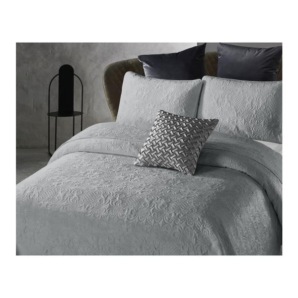 Cuvertură din micropercal cu o față de pernă Dreamhouse Velvet Clara, 180 x 250 cm, gri deschis-image-1