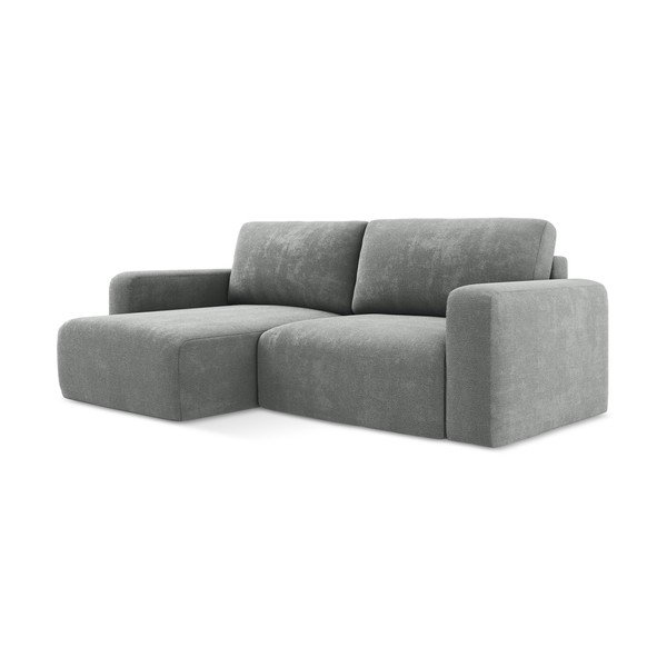 Colțar gri extensibil/cu spațiu de depozitare cu tapițerie din chenille (cu colț pe partea stângă/cu șezlong) Kona – Makamii-image-2