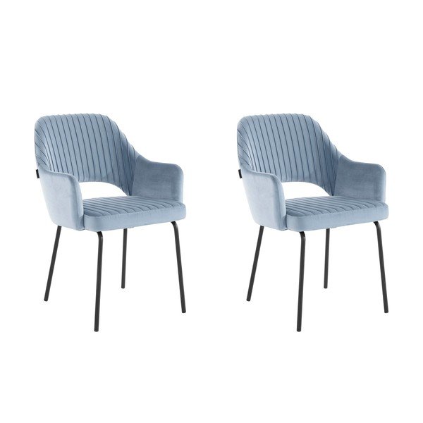 Scaune de dining albastre 2 buc. din catifea Britney - Støraa-image-3