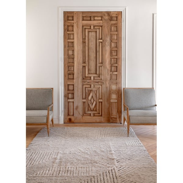 Covor maro deschis lavabil/țesut manual din lână 170x240 cm Golden Coffee – Lorena Canals-image-1