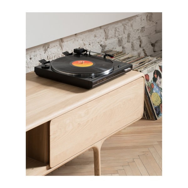 Comodă TV din lemn masiv de stejar cu 2 sertare Gazzda Fawn-image-1