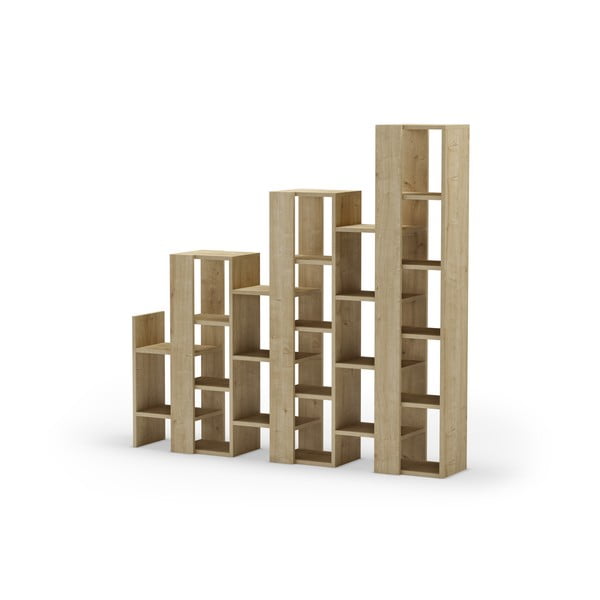 Etajeră în culoare naturală cu aspect de lemn de stejar 158x151 cm Anissa – Marckeric-image-3