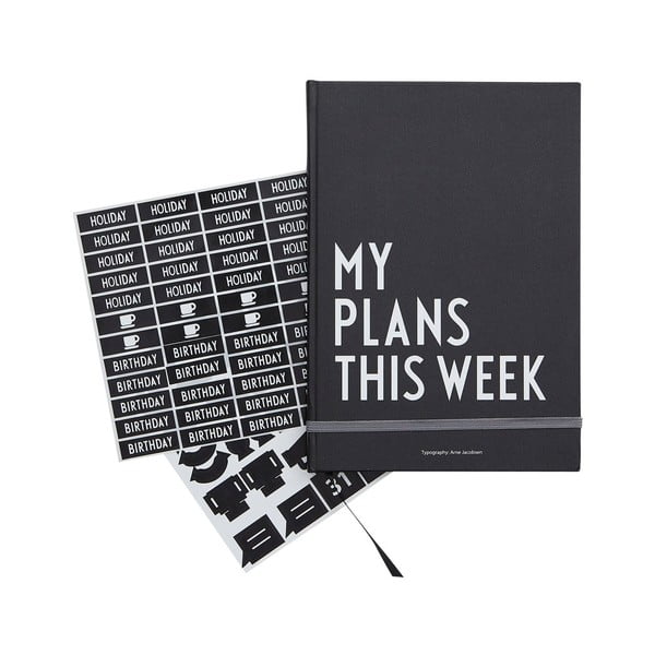 Planificator săptămânal Design Letters Plans, negru