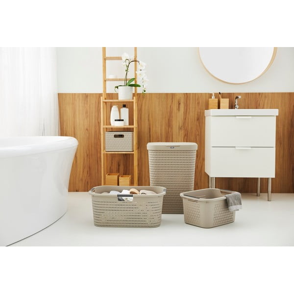 Coș de rufe din plastic bej 55 l Country - Rotho-image-2