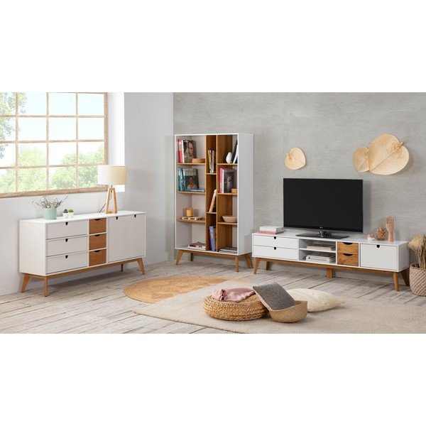 Masă TV cu detalii albe Marckeric Mila, 180 x 37 cm-image-1