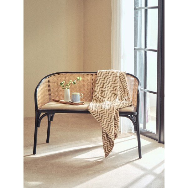 Bancă neagră/în culoare naturală capitonată Cebu – Premier Housewares-image-3
