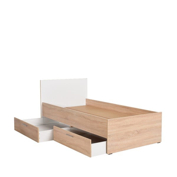 Pat pentru copii  alb/natural cu spațiu de depozitare 90x190 cm – Kalune Design-image-3