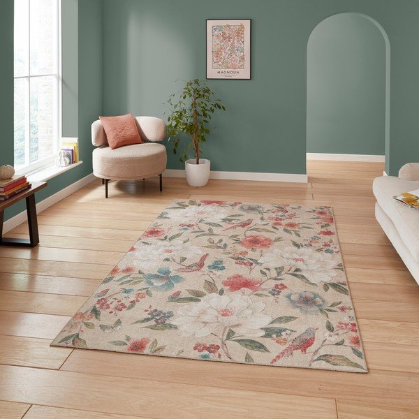 Covor bej lavabil 122x170 cm Pipa Floral – Catherine Lansfield-image-2