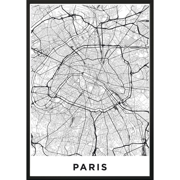 Poster cu ramă pentru perete MAP/PARIS/NO2, 40 x 50 cm