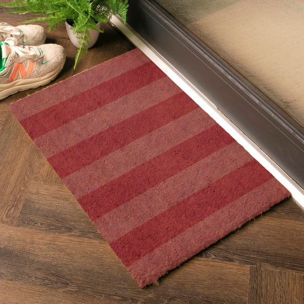Covoraș de intrare din fibre de nucă de cocos 40x60 cm Pink Stripe – Artsy Doormats-image-1