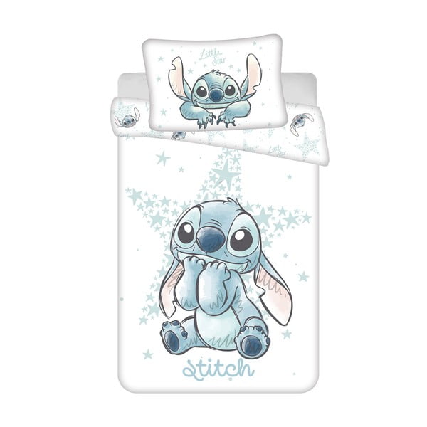 Lenjerie de pat pentru copii albă din bumbac pentru pătuț 100x135 cm Lilo and Stitch "White Star" – Jerry Fabrics