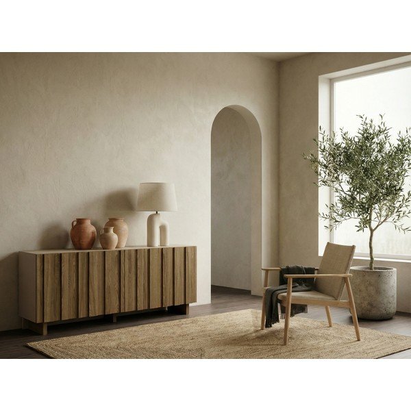 Comodă crem/în culoare naturală din lemn de pin 180x78x43 cm Marlo – Marckeric-image-1