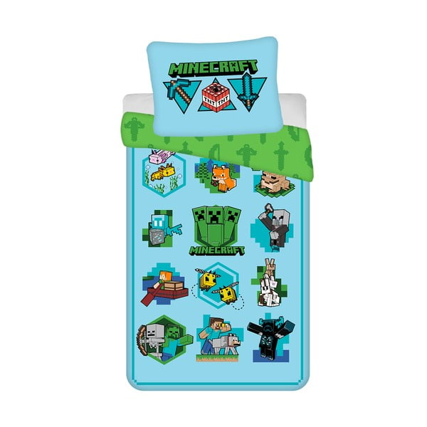 Lenjerie de pat pentru copii din bumbac pentru pat de o persoană 140x200 cm Minecraft – Jerry Fabrics