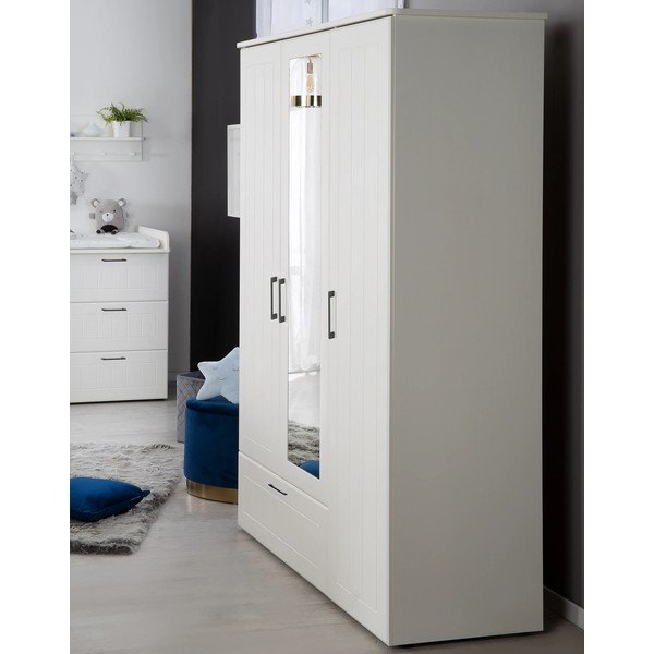 Șifonier pentru copii  alb cu oglindă 139x190 cm Sylt – Roba-image-3