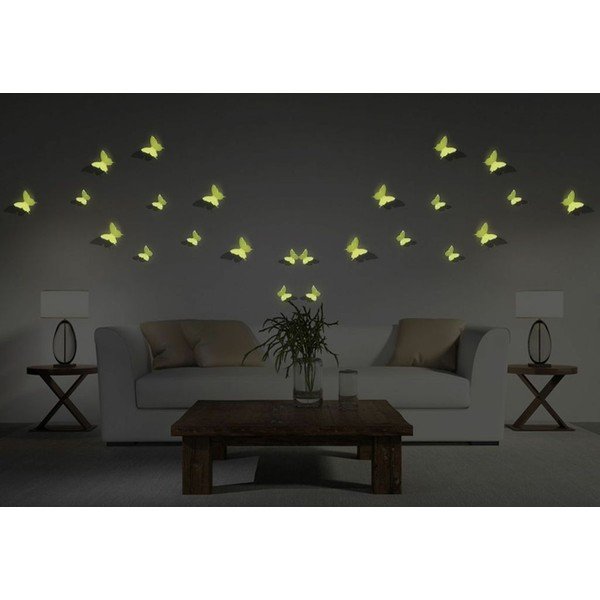Set 12 autocolante fosforescente 3D Ambiance Butterflies-image-1