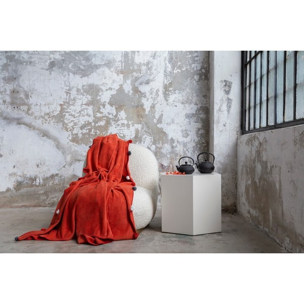 Cuvertură cărămizie din polar, fleece 150x200 cm Pom Pom – Mijolnir-image-2