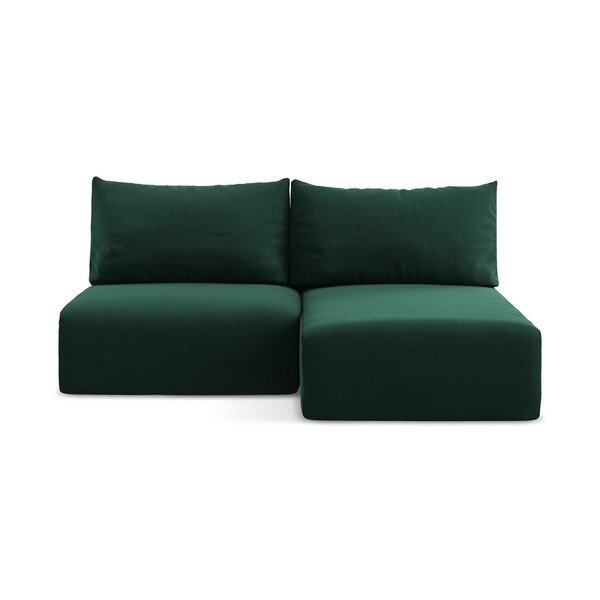 Colțar verde închis extensibil/cu spațiu de depozitare cu tapițerie din catifea (cu colț pe partea dreaptă/cu șezlong) Kalena – Makamii