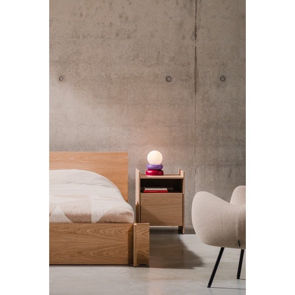 Noptieră în culoare naturală cu rafturi cu aspect de lemn de stejar Toopt – noo.ma-image-3