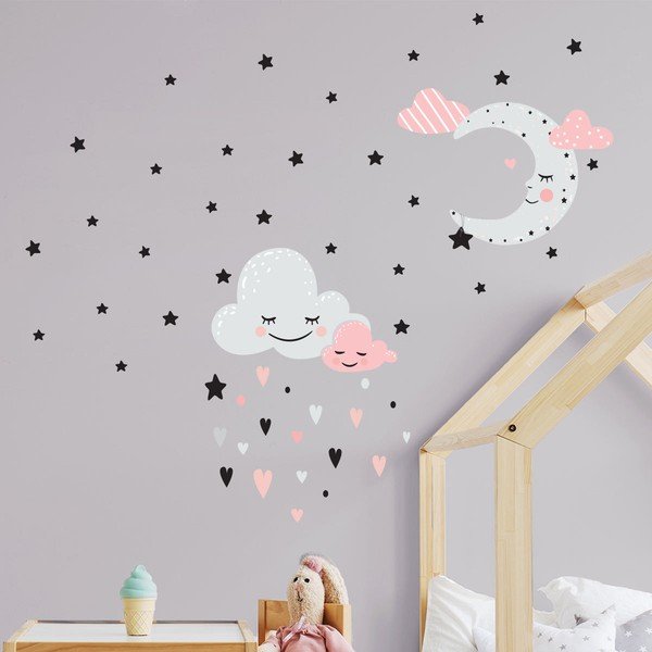 Autocolant Ambiance Moon And Clouds Love In The Stars, roz-image-1