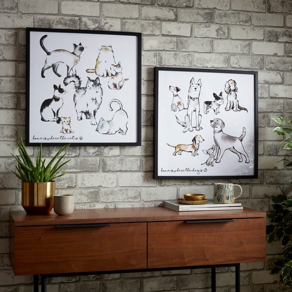 Poster de perete cu ramă Art for the home Home Is Where The Dog Is, 50 x 50 cm-image-1