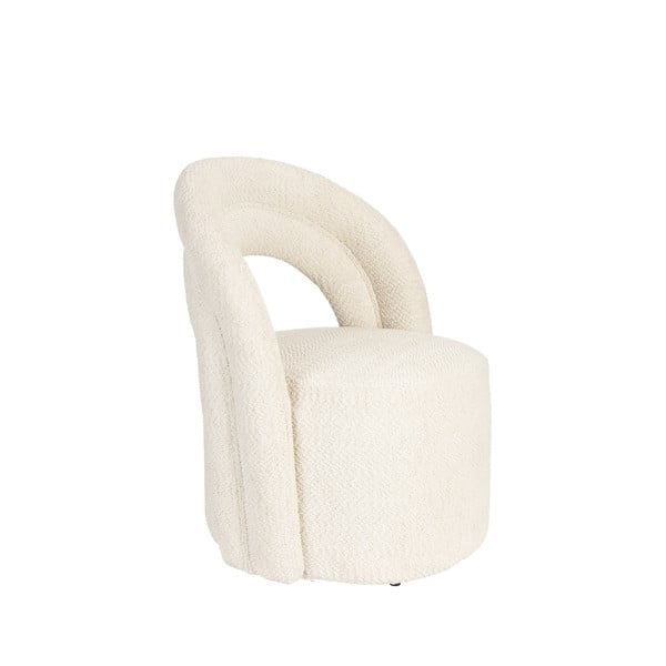 Fotoliu crem pivotant cu tapițerie din țesătură bouclé Seina – Dutchbone