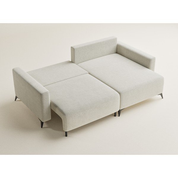 Colțar crem extensibil/cu spațiu de depozitare cu tapițerie din chenille (cu colț pe partea dreaptă/cu șezlong) Leon – Maison de Rêve-image-3