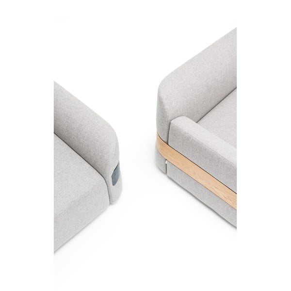 Modul de canapea gri deschis (colț stânga) din amestec de lână și in Hugg - Gazzda-image-3