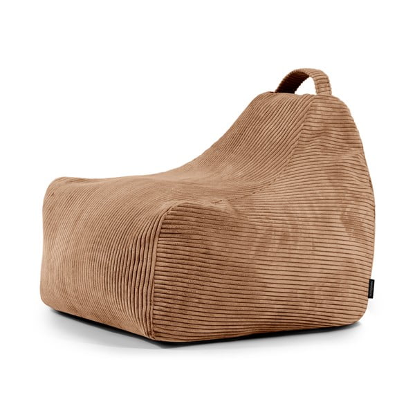 Fotoliu puf pentru copii maro cu tapițerie din catifea reiată Game Amuse – SLOWDOWN