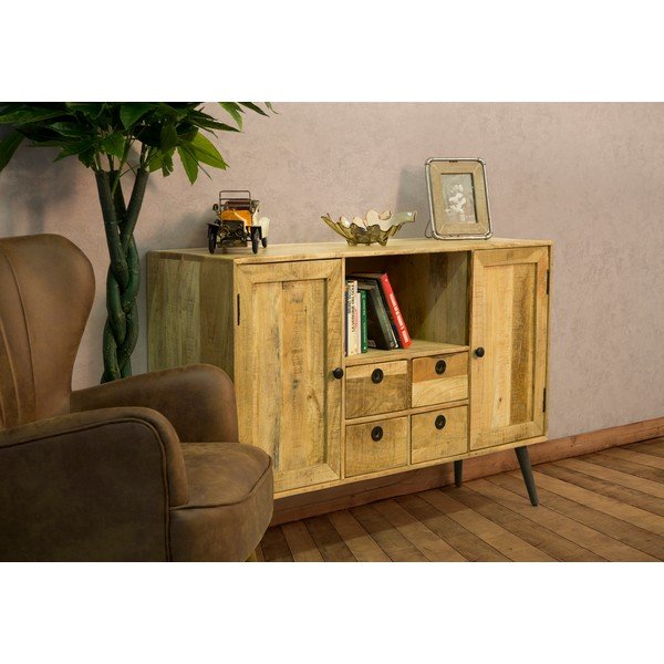 Comodă din lemn de mango Mauro Ferretti Belgrado, lățime 130 cm-image-1