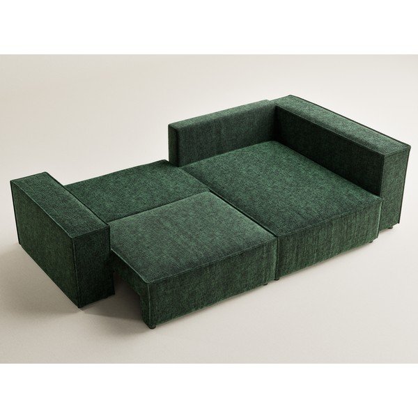 Colțar verde închis extensibil/cu spațiu de depozitare cu tapițerie din chenille (cu colț pe partea dreaptă/în formă de ”L”) Tonga – Maison de Rêve-image-3