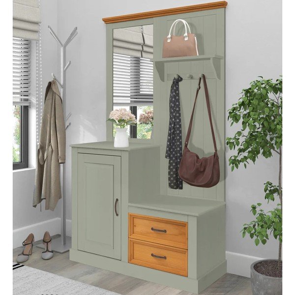 Set pentru hol verde/în culoare naturală deschisă din lemn de pin 110x185x40 cm Selma – Støraa-image-1