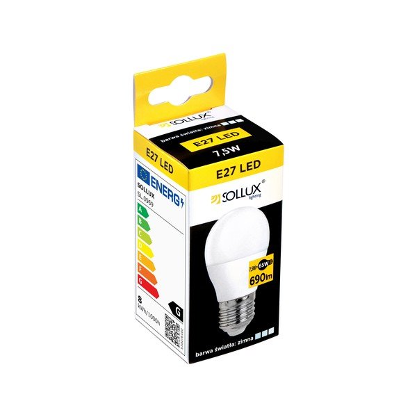 Bec LED E27, cu lumină neutră 7,5 W – Sollux-image-1