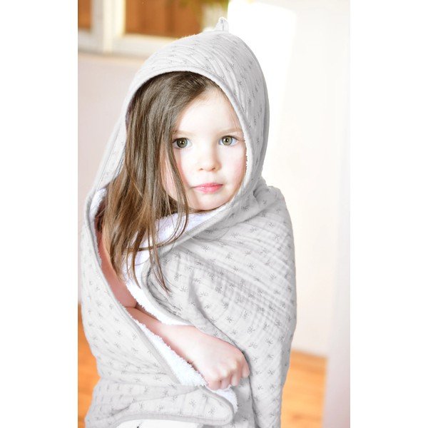 Prosop pentru copii din bumbac gri deschis cu glugă 80x80 cm Lil Planet - Roba-image-2