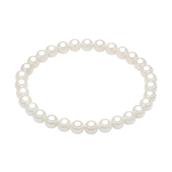 Brățară cu perle albe ⌀ 6 mm Perldesse Muschel, lungime 18 cm