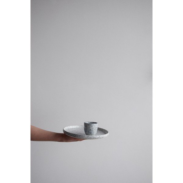 Farfurie mică din gresie ÅOOMI Mess, ø 20 cm, alb - negru-image-3