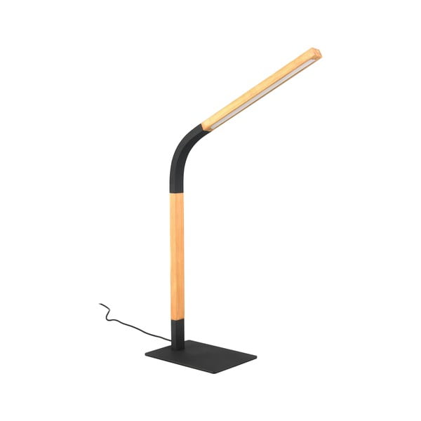 Veioză neagră/în culoare naturală LED cu intensitate reglabilă cu abajur din lemn (înălțime 73,5 cm) Norris – Trio-image-2
